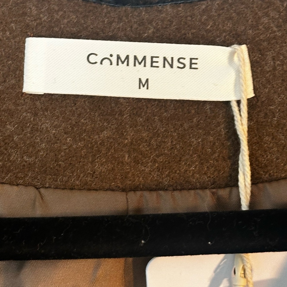 NEW Commense Contrast Trim Tweed Brown Black Trim Open Lightweight Coat, Medium - Picture 9 of 14